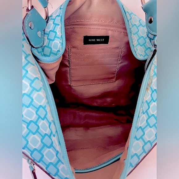 Nine West Turquoise Handbag + Cosmetic Bag - Picture 3 of 7